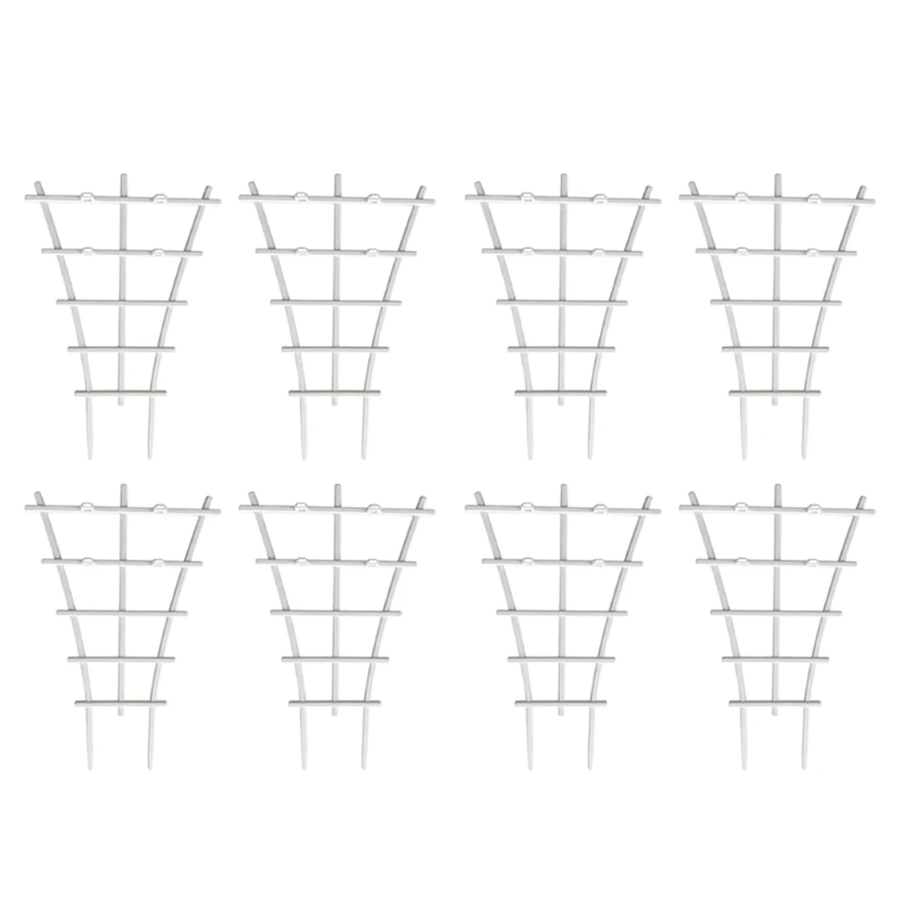 8Pack White Plastic Plant Stakes Stackable Trellis For Climbing Plants Potted Flower Support Garden Grow Helper Tool
