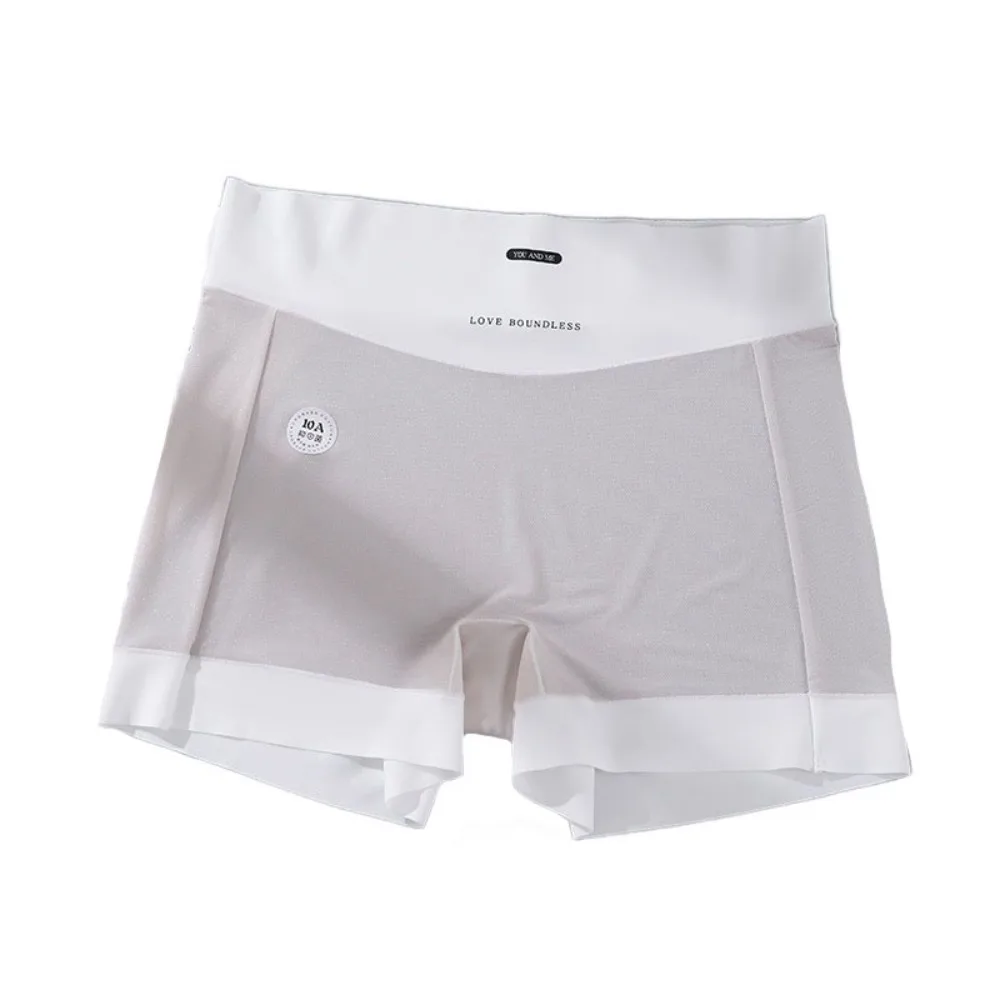 Bragas finas transpirables de seda helada para mujer, calzoncillos sencillos con entrepierna de algodón, calzoncillos de talla grande, pantalones cortos de seguridad sin costuras para verano
