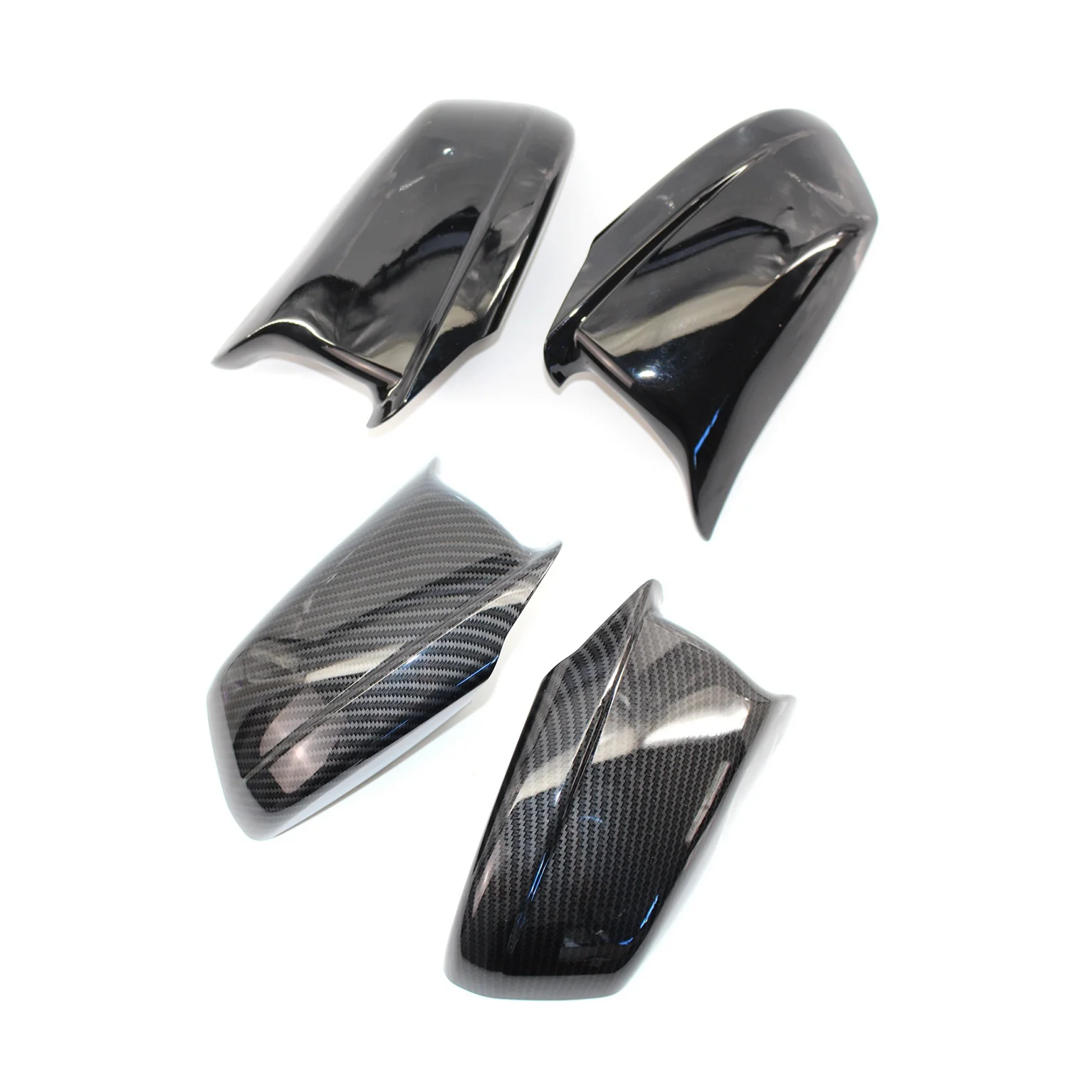 2 Pair Mirror Covers for Bmw 5 Series F10/F11/F18 Pre-Lci 11-13 Mirror Caps Stickers Covers, Black & Carbon Fiber