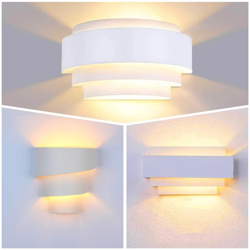 Modern Art Wall Lamp LED Stratification Sconce with E27 Bulb Base Iron Decor Lamps for Living room Bedroom Theater Hallway Stair