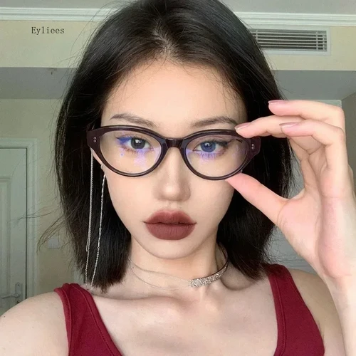 Imagen 2 del producto Gafas de visión cercana para mujer, montura de ojo de gato a la moda, gafas para miopía, gafas graduadas ópticas antiluz azul menos gafas de 0 a 4,0