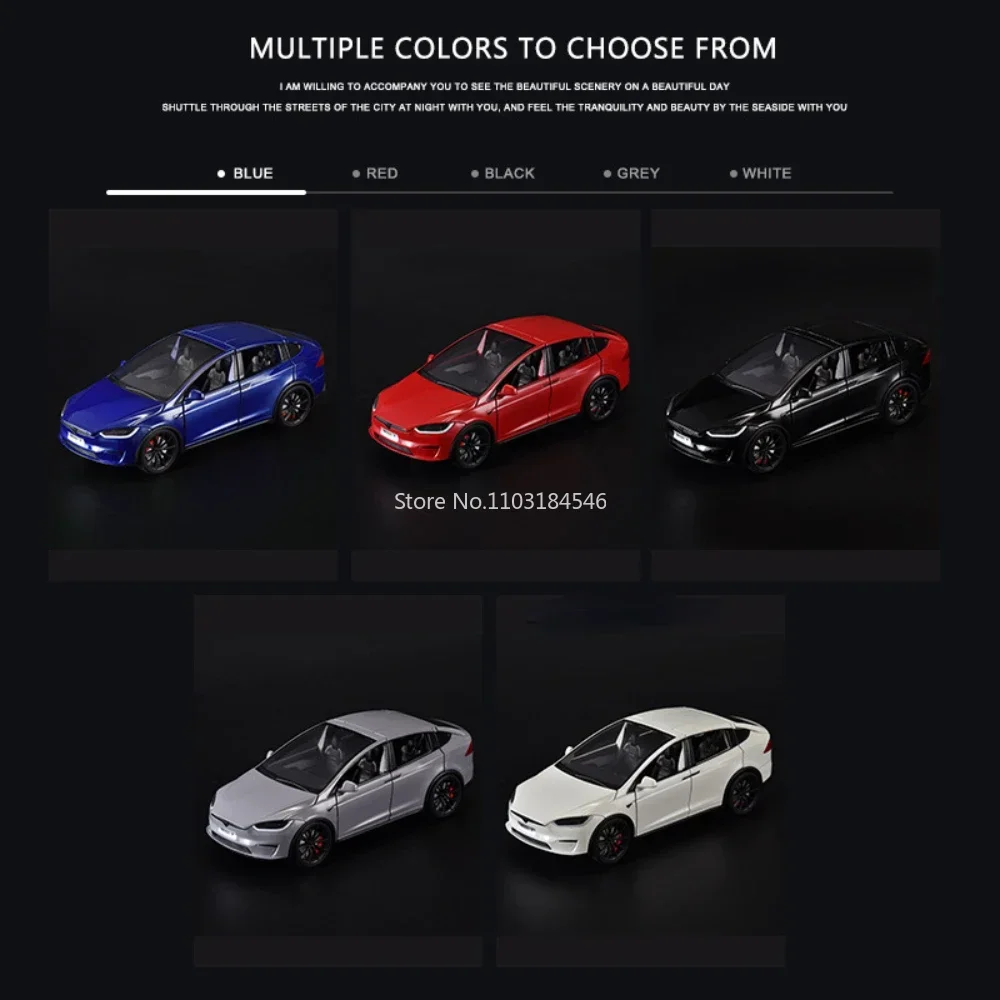 Coche de juguete X de aleación a escala 1/24, simulación de Metal fundido a presión con sonido extraíble, colección de vehículos ligeros para regalo de niño