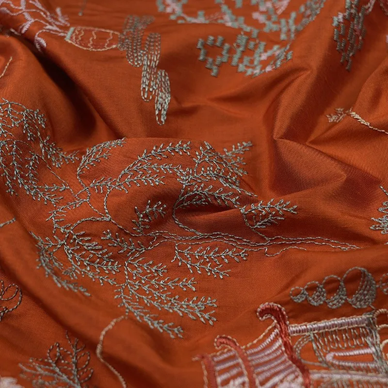 Embroidered jacquard double fabric silk real traditional pattern Chinese cheongsam clothing