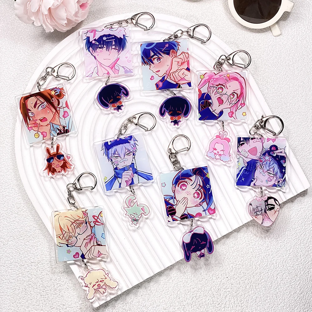 1/8Pcs Anime Alien Stage Acrylic Car Keychain Cute Bag Charms Accessories Backpack Funny Key Holder Keyring Fans Friends Gifts