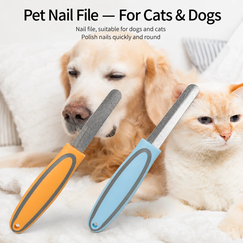 Double Sided Metal Pet Nail File with Non-Slip Rubber Handle Professional Dog Cat Nail Grinder Grooming Tool for All Size Pets