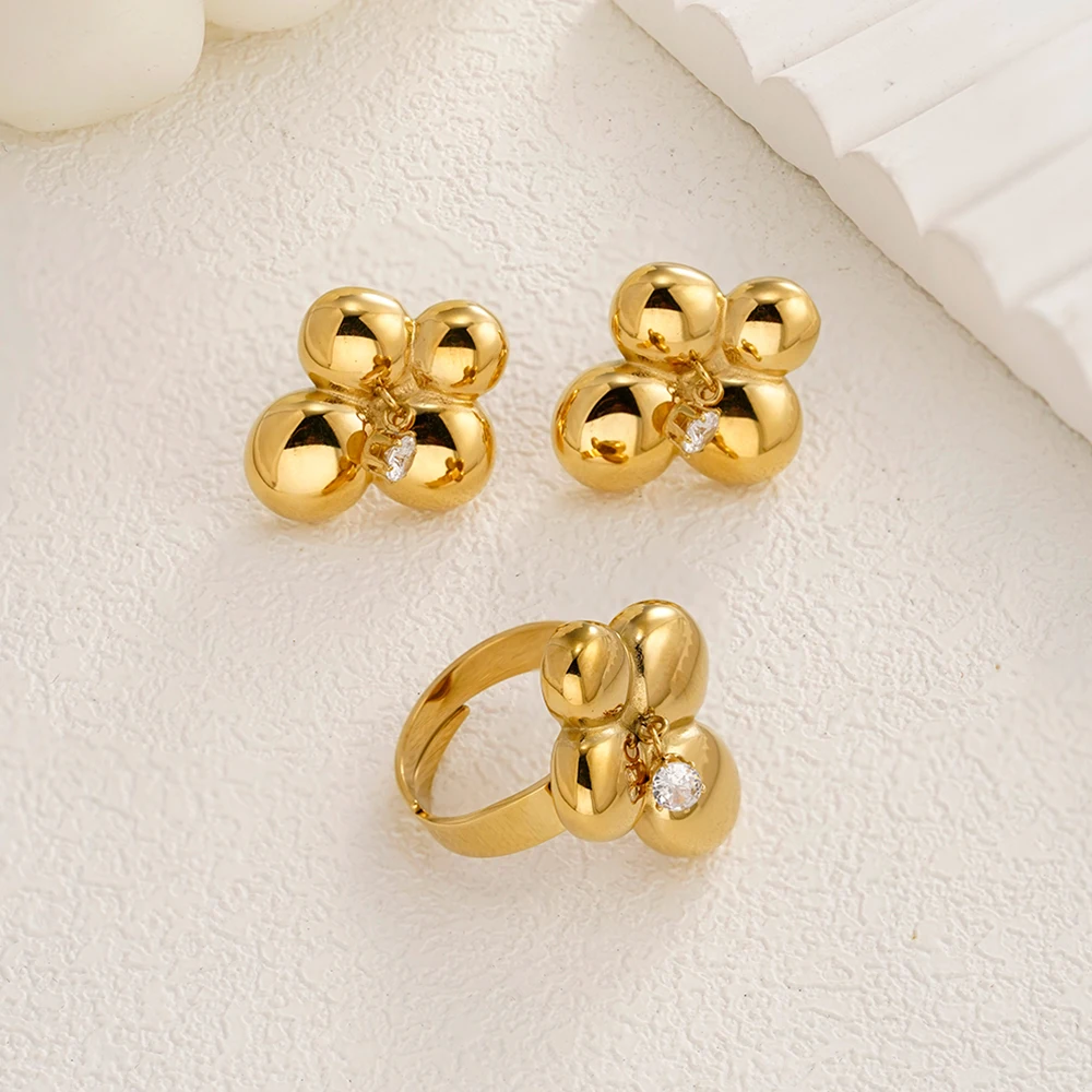 

ENFASHION Aretes De Mujer Flower Zircon Stud Earrings For Women's Stainless steel 18K Plated Gold Ring Delicate Jewelry E251814