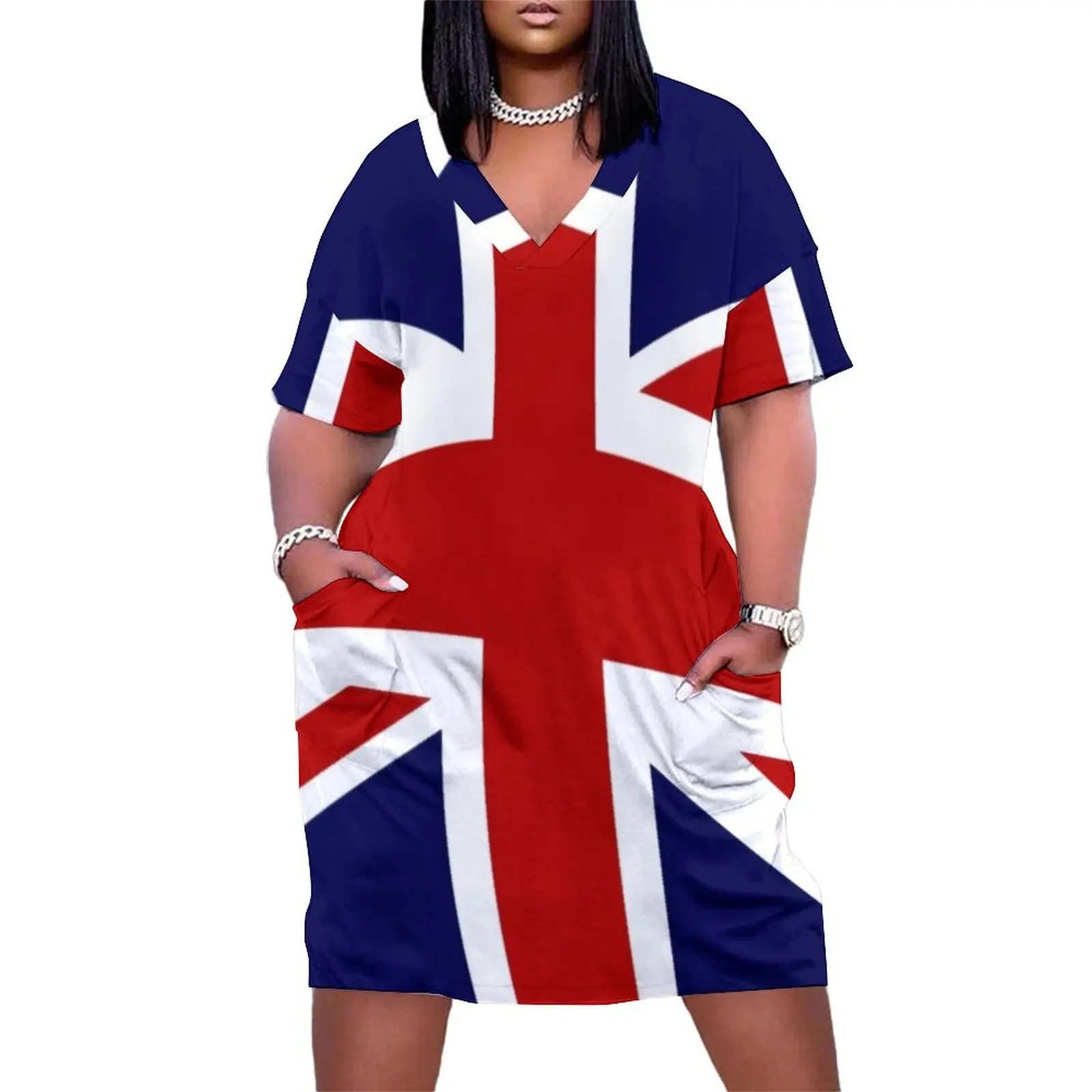 

Union Jack Flag of UK Loose Pocket Dress Women"s summer dress bandage dress