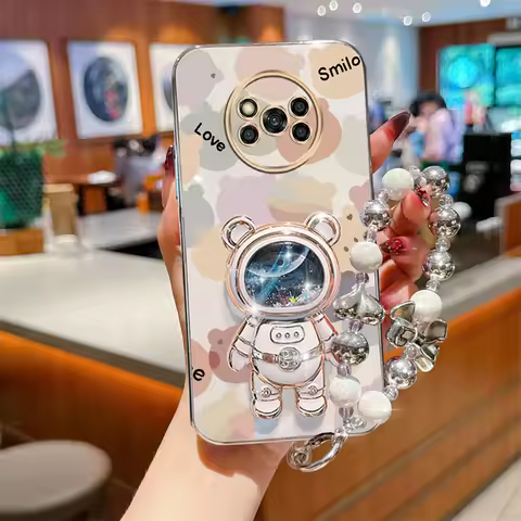 Pearl Strap Lanyard Nice Smile Bear Phone Holder Case On For Xiaomi Mi Poco X3 Nfc GT M3 Pro X5 F3 F4 X6 M6 C65 X4 M4 Pro C40