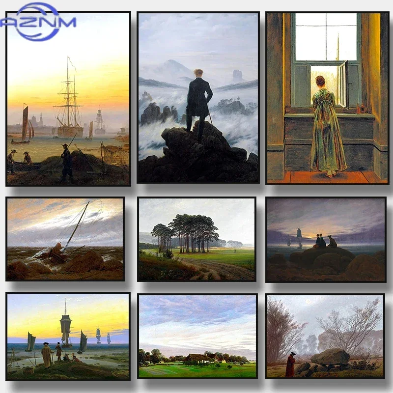 Wanderer Above the Sea of Fog Canvas Art Print by Caspar David Friedrich  Classic Poster for Room Decoration