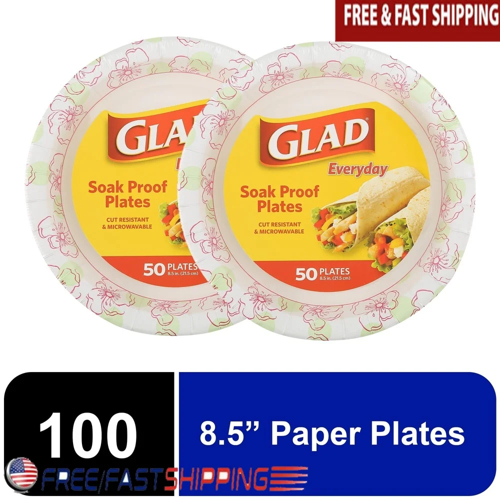 

Повседневные биоразлагаемые бумажные тарелки 8,5 дюймов, круглые, с розовым цветочным дизайном, компостируемые, безопасные для микроволновой печи, устойчивые к порезам, 100 тарелок, оптом