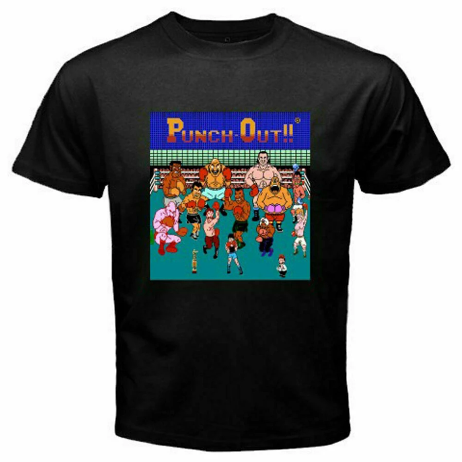 New Mike Tysons Punch Out Retro Classic Game Mens Black T-shirt Summer Fashion Funny High-Quality Printing Casual 100%Cotton Tee