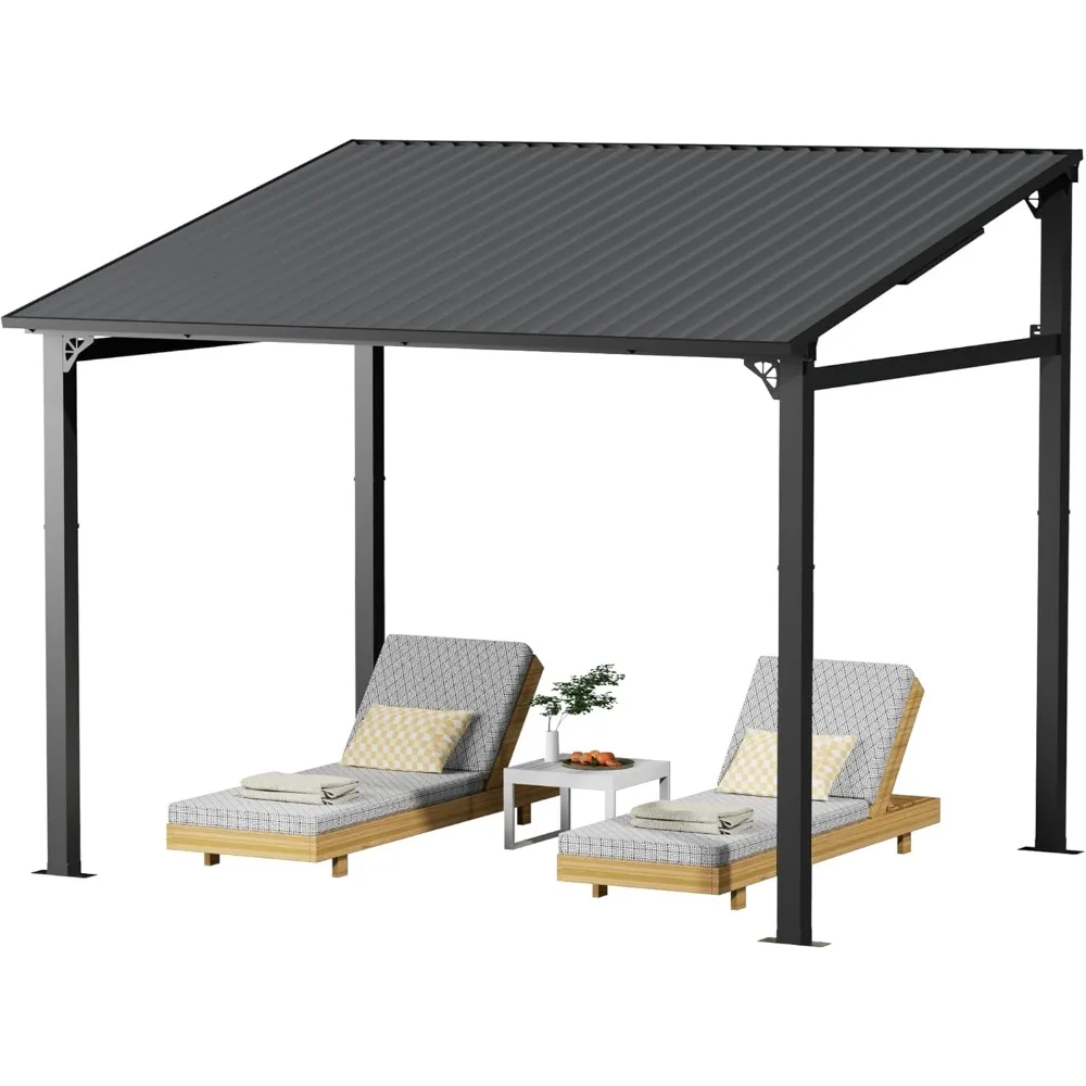 EBE 10 × 8 بوصة شرفة صلبة، عريشة خارجية مائل إلى شرف المراقبة مع سقف فولاذي مجلفن، عريشة أكشاك مثبتة على الحائط، مظلة معدنية #1