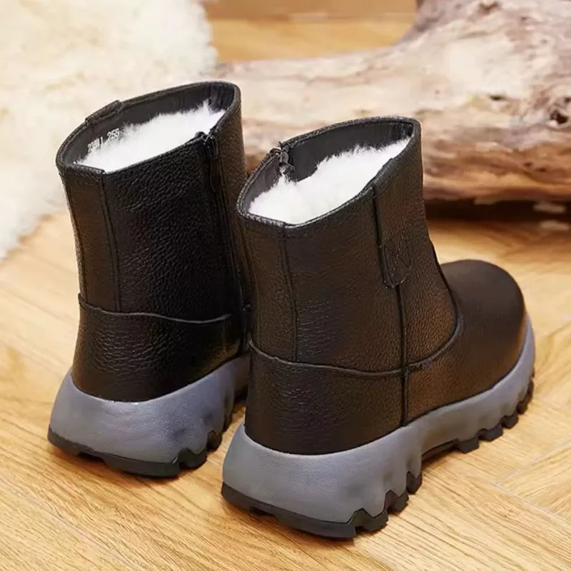 New Side-Zip Snow Boots Men Plush Warm Cold-Resistant Boots Winter Wool-Lined Thick-Soled Footwear