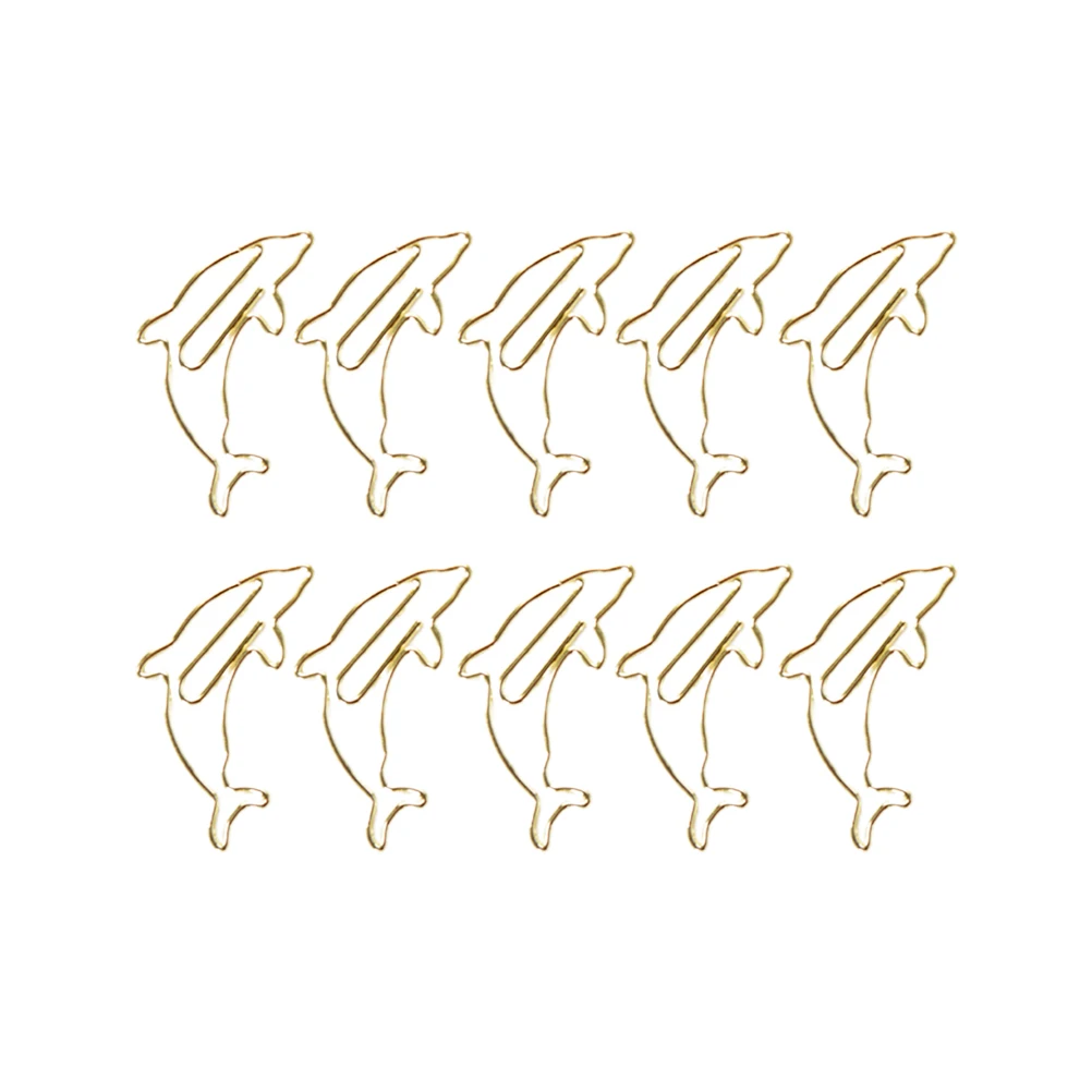 

20PCS Metal Cartoon Paper Clips Heart Shaped Paperclips Clamps Bookmark Cute Dolphin Office Supplies Document