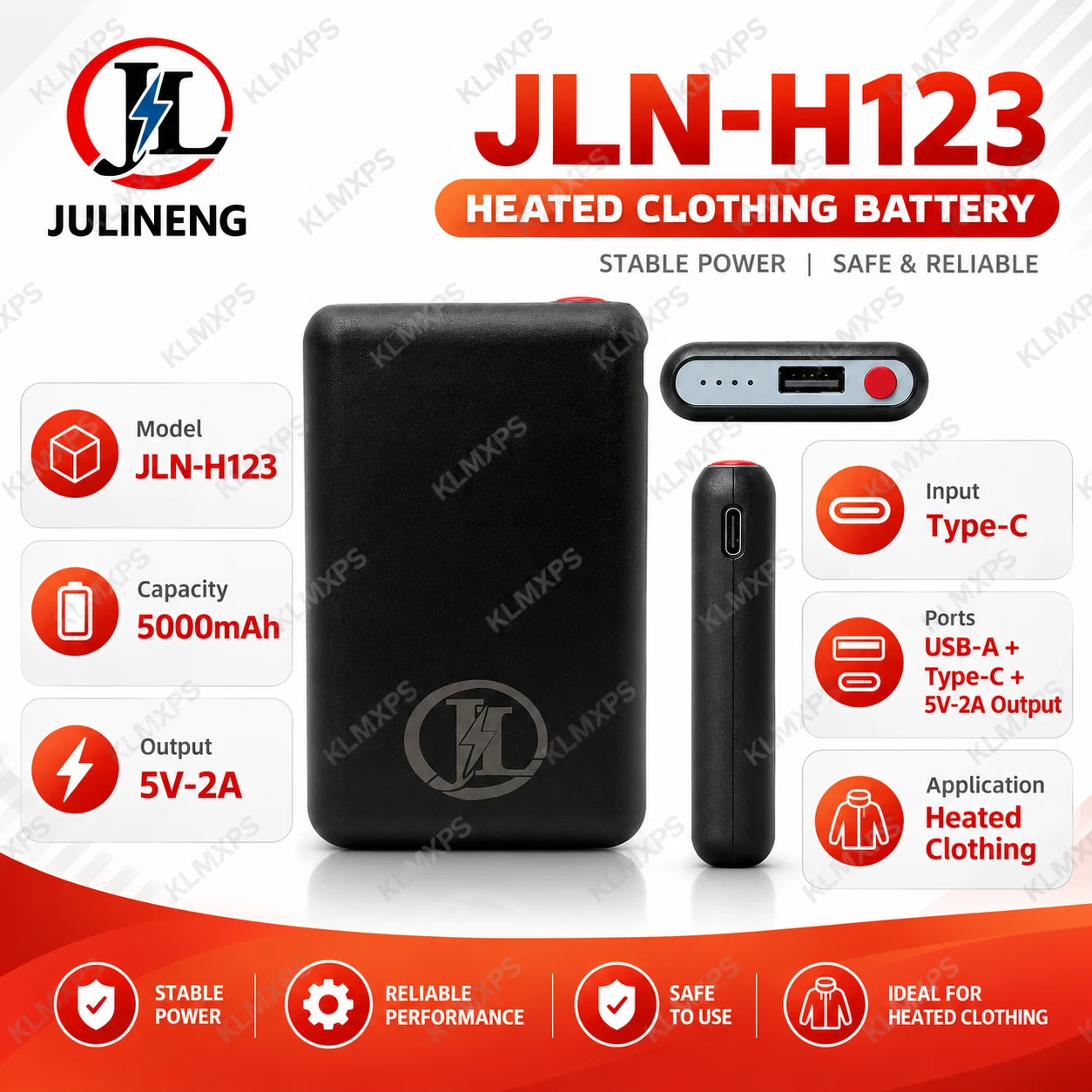 H123 5V Output 5000mAh Rechargeable Lithium Battery for Heated Scarf Gloves Clothing Winter Outdoor Power Supply Bulk Wholesale
