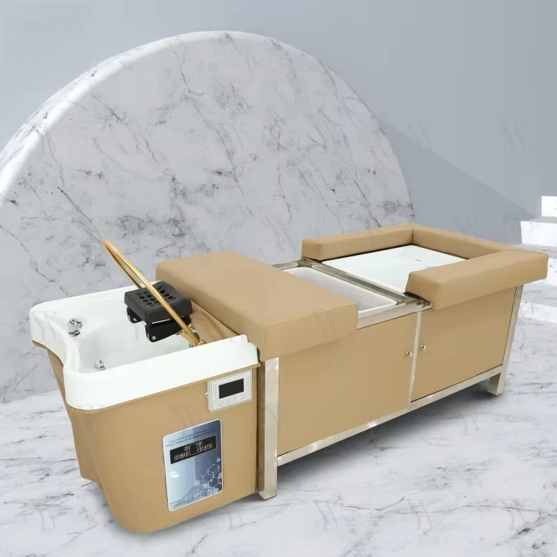 Professional Hair Salon Washing Spa Head Massage Bed with Water tank Foot Massage Pedicure Shampoo Bed Electric with Steamer