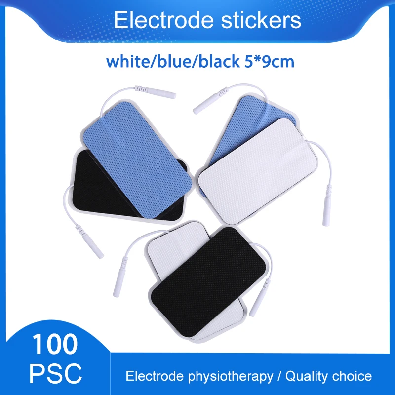 

100pcs 5x9cm Electrodes Pads Electrodes Digital Therapy Machine Body Massager Replacement With Plug 2.0mm For TENS/EMS Machines