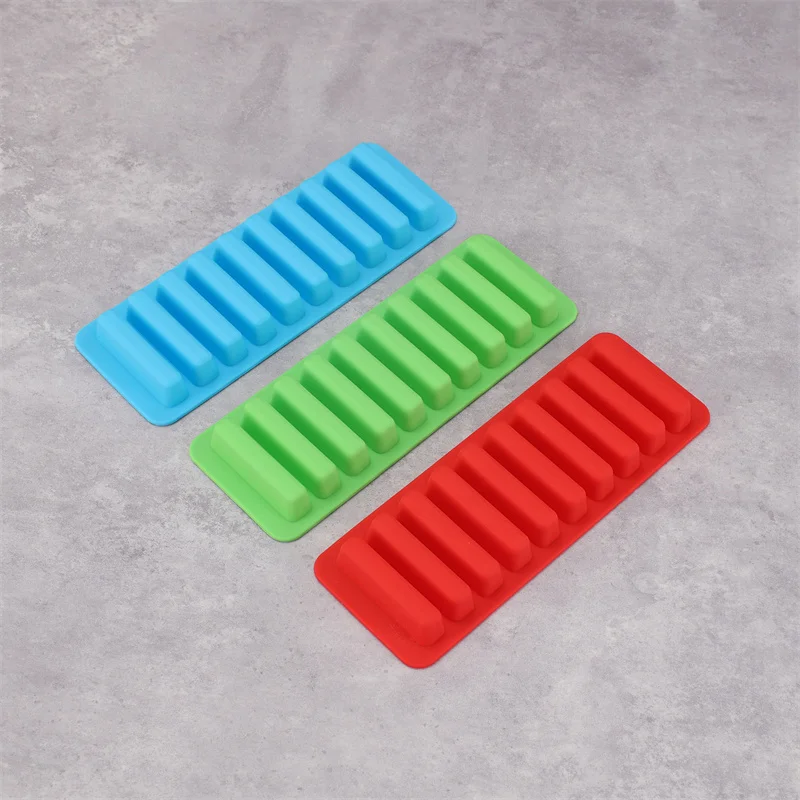 10 Grids Long Stick Ice Tray Non-Stick Easy Release Push Popsicle Out Cylinder Silicone Ice Cube Mould Tray Jelly Chocolate Mold