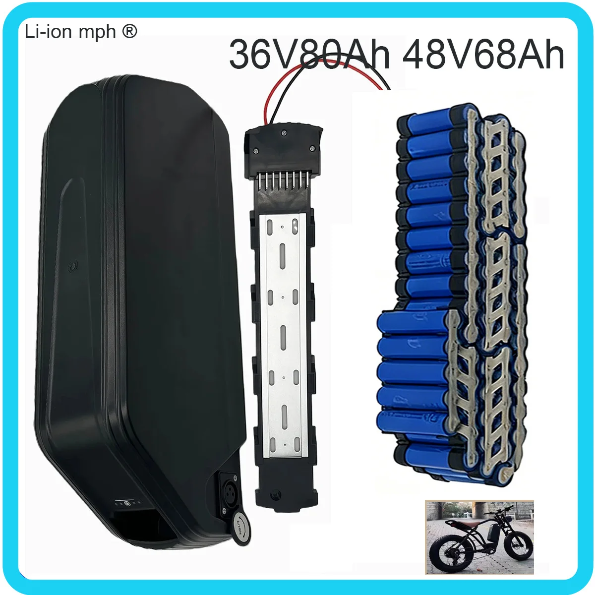 Hailong Downtube Battery Pack New 48V 46Ah model Original K80  Built BMS 36V 80Ah For 2000W 1200W 750W 450W 350W motor +Charger
