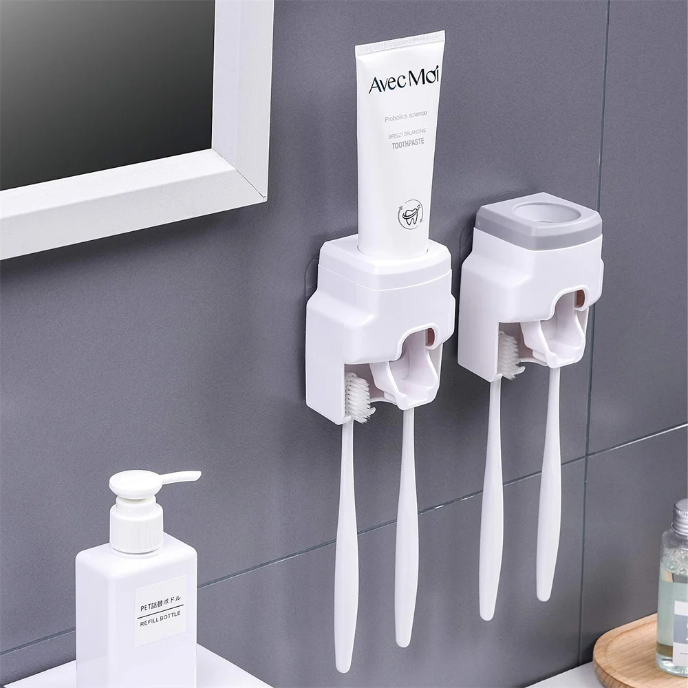 Creative Lazy Automatic Toothpaste Dispenser Toothpaste Squeezer Toothbrush Holder Bathroom Accessories Storage Rack