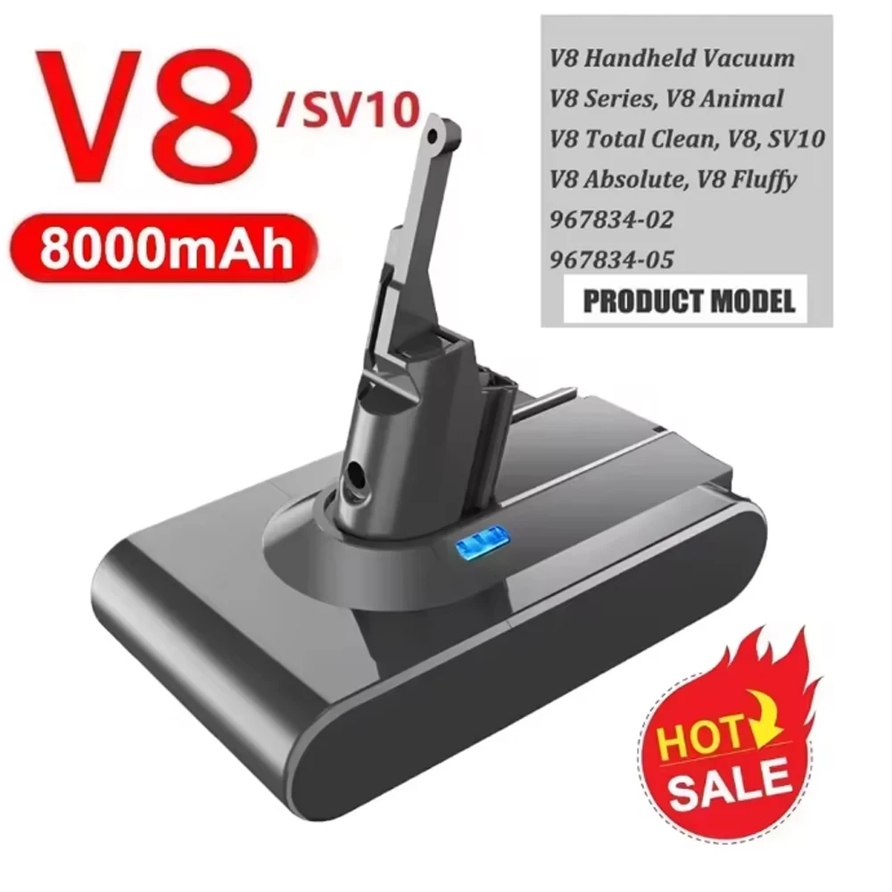 

100% NEW for Dyson V8 21.6V 8000mAh Replacement Battery for Dyson V8 Absolute Cord-Free Vacuum Handheld Vacuum Cleaner Battery