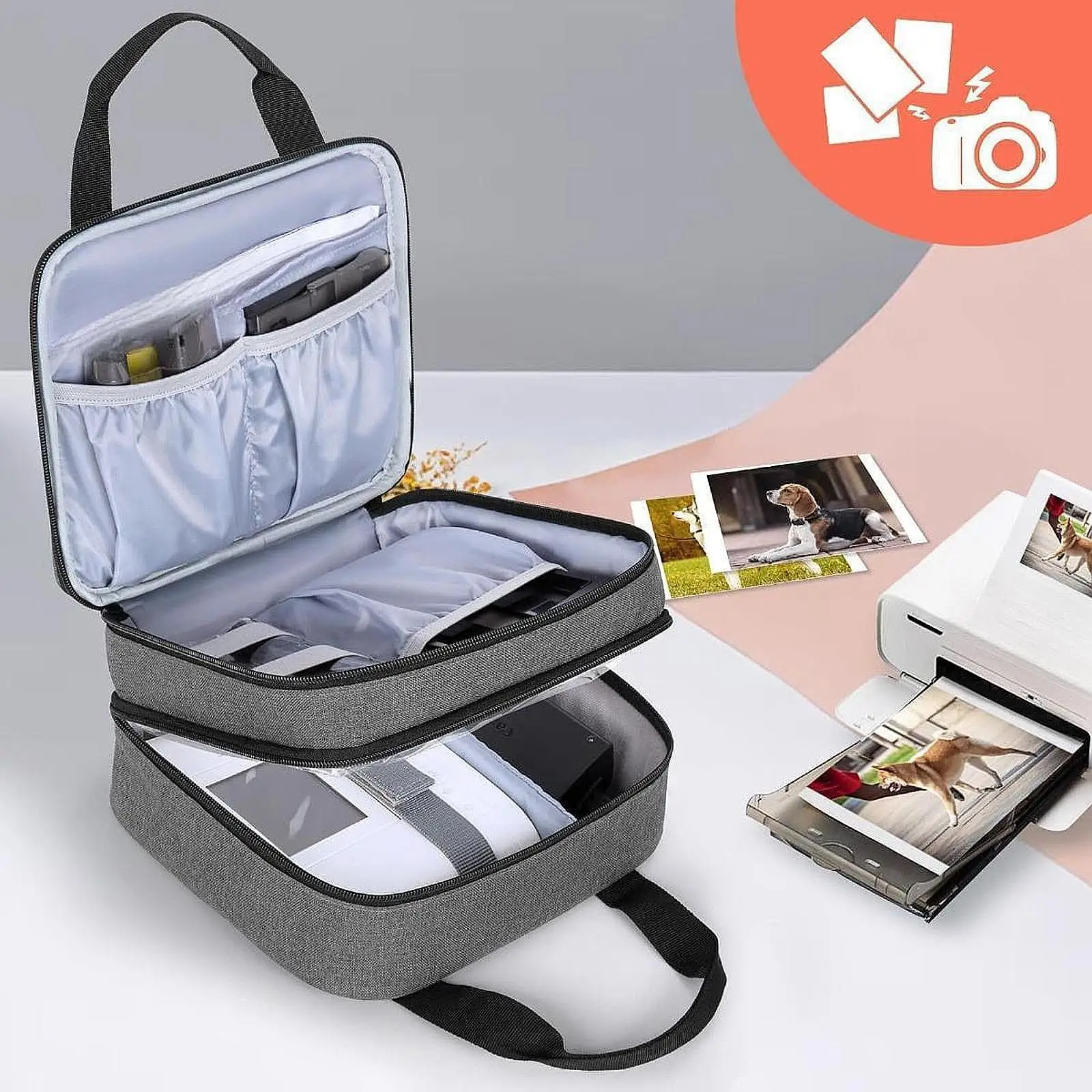 

Photo Printer Bag Photo Printer Storage Bag Oxford Cloth with Clear Zippered