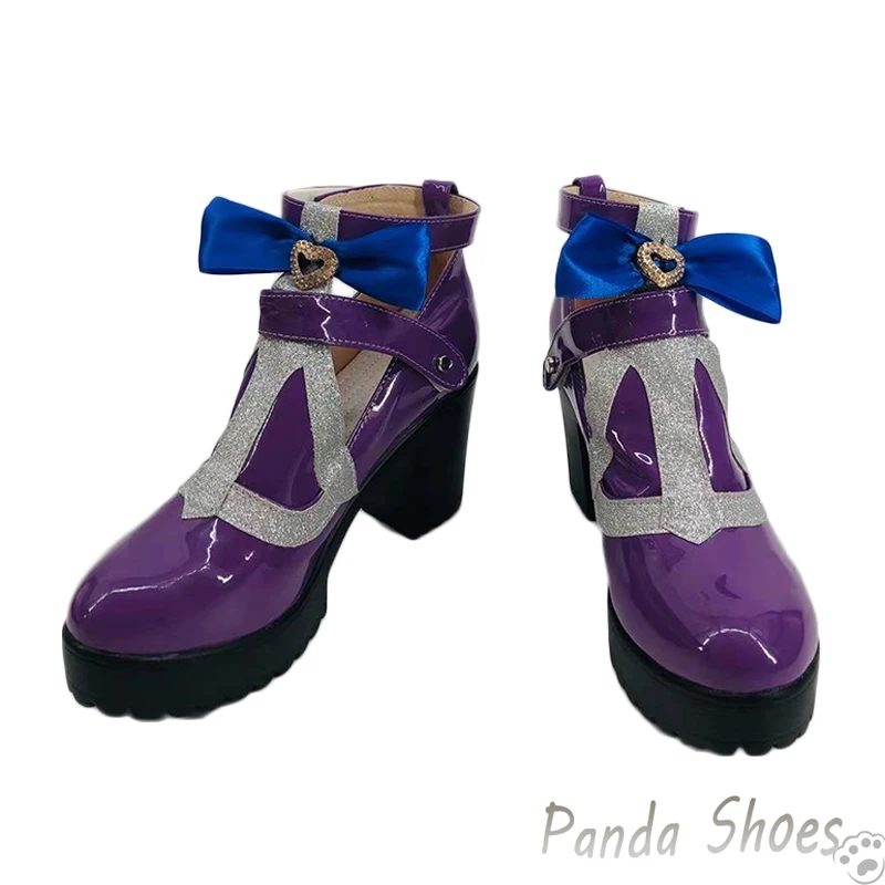 Genshinimpact Fischl Cosplay Shoes Anime Game Cos Purple Leather Boots Fischl Cosplay Costume Prop Shoes for Halloween Party