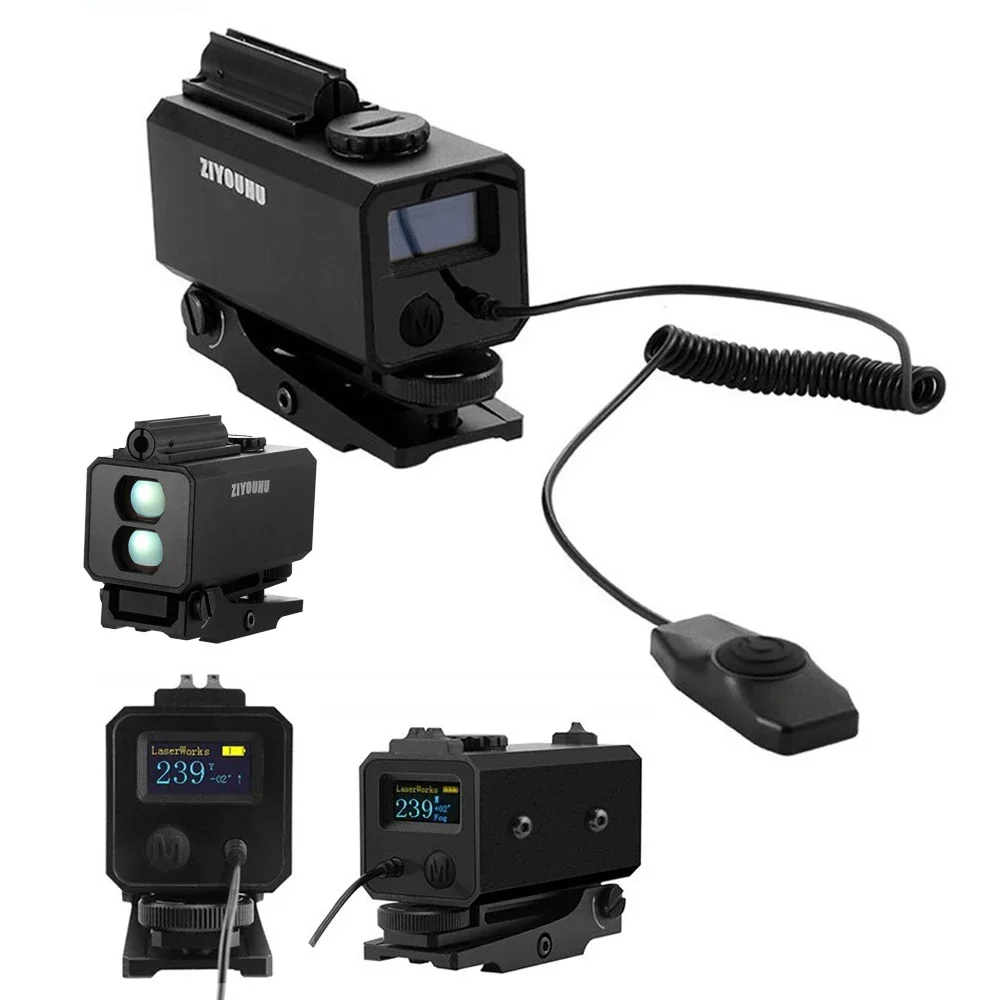 Real-time Metal Laser Rangefinder Velocímetro Profissional Mini Range Finder para Caça Distância Exterior 1200m em 1