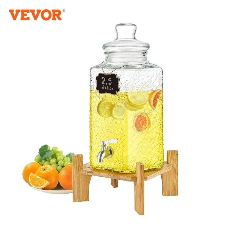 

VEVOR Beverage Dispenser for Parties Glass Juice Dispenser with Stand Stainless Steel Spigot for Restaurants Hotels and Parties