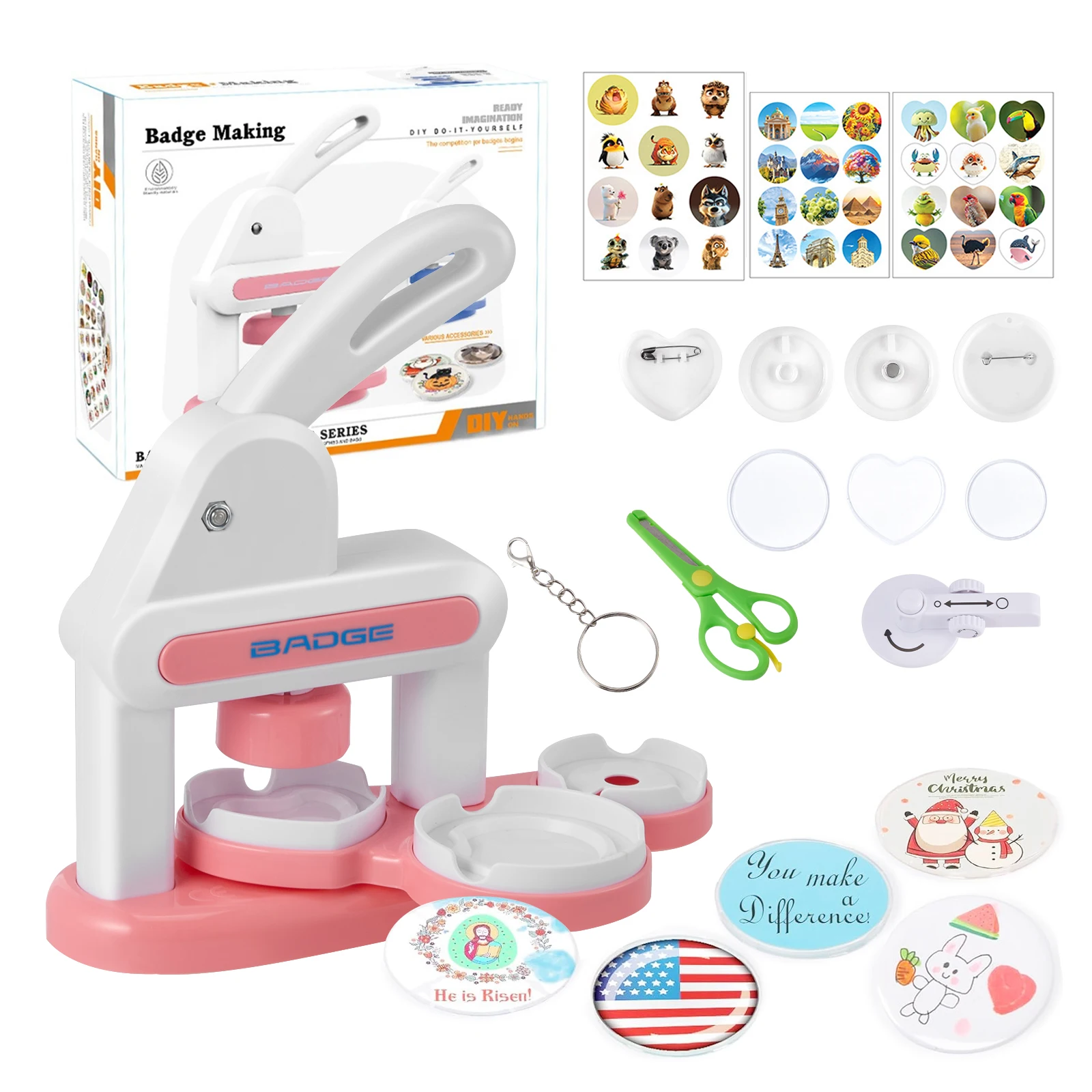 

Модернизированная машина для изготовления пуговиц, машина для изготовления булавок своими руками, набор перфораторов для значков с 66 шт., круглый резак с 3 контактами, острый