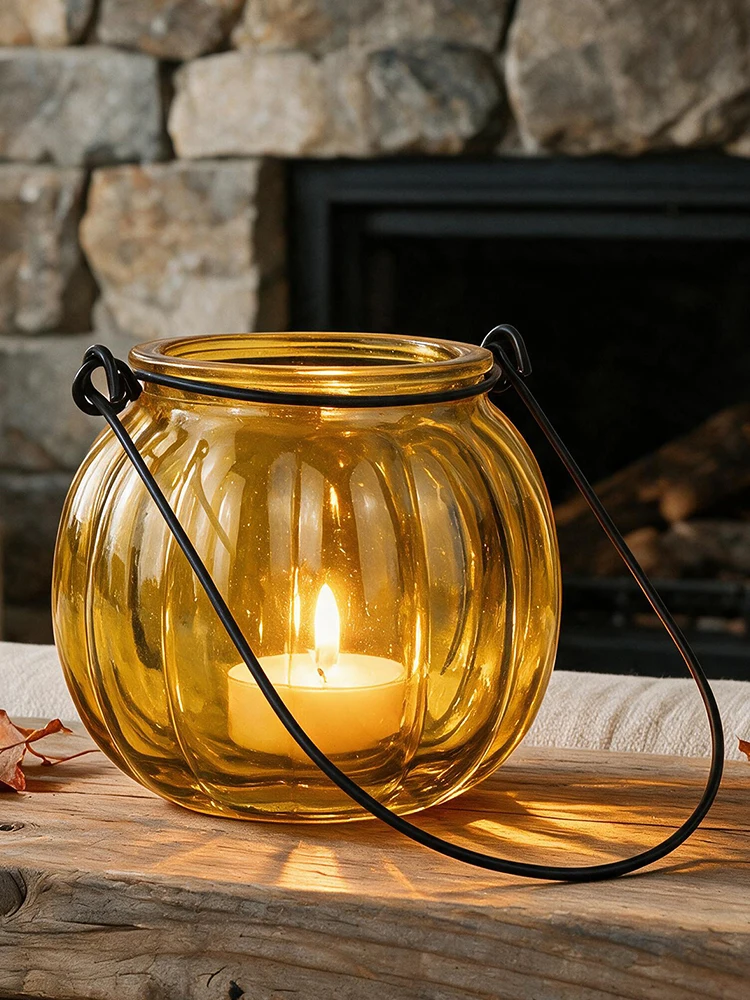 Mini Pumpkin Hanging Glass Vase Hydroponic Plant Bottle Transparent Clear Indoor Garden Home Decoration Vessel