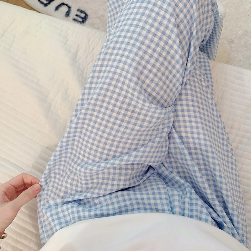 Sky blue 150 sky blue plaid trousers
