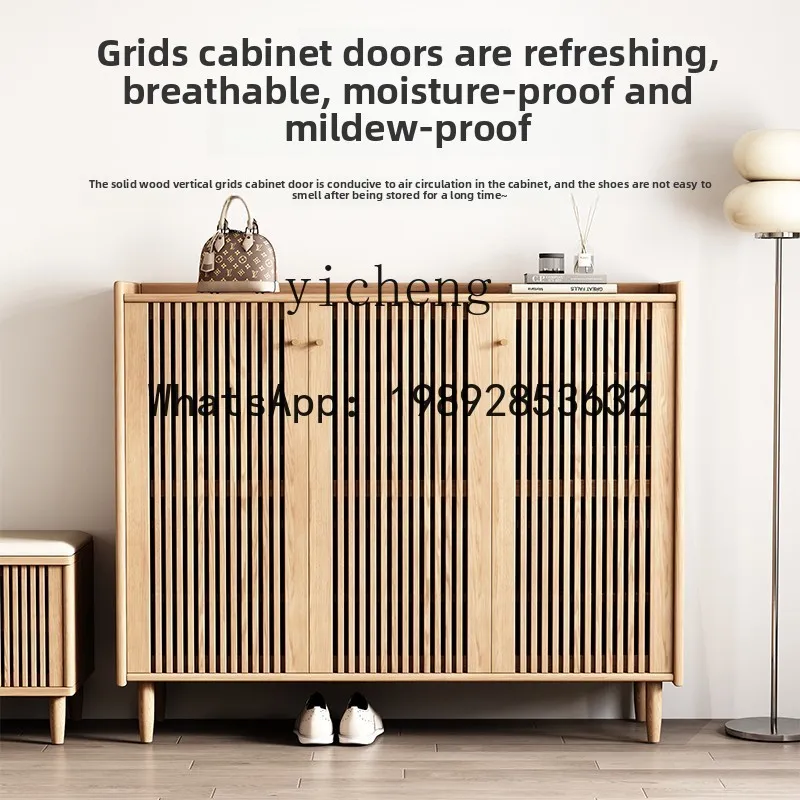 AA  solid wood shoe cabinet large-capacity multi-layer  cabinet at home door breathable grille entrance door entrance