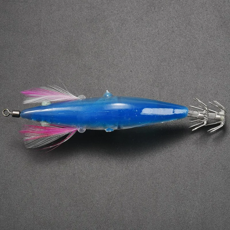 1Pc Flashing LED Fishing Lure Flash Light 10Cm Minnow Luminous Squid Jig Shrimp Bait Night Fishing Lure