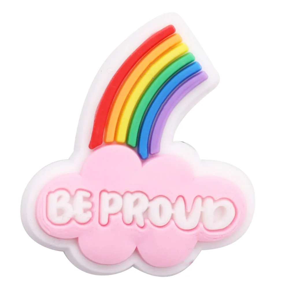 1pcs PVC Shoe Charms Fit Wristbands Colorful Umbrella Be Proud Rainbow Pride Love Is Love LGBT Hole Slipper Decoration Gift