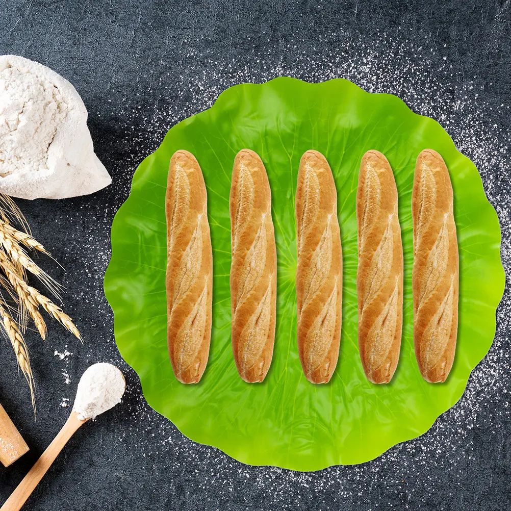 

2Pcs Simulated Lotus Leaf Shaped Plastic Placemats Artificial Banana Bread Serving Green Mats for Table Fruit Layout Non slip