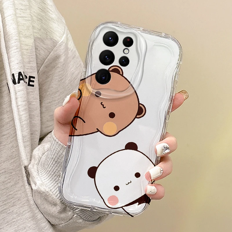 Novo dos desenhos animados bubu dodu casal caso de telefone para samsung galaxy s25 s24 s23 s22 ultra plus s24 fe a73 a72 a55 a54 tpu capa à prova de poeira