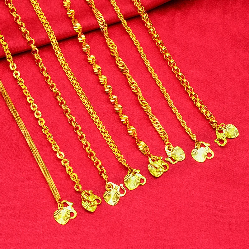 

Water Wave S-Clasp Bracelet Women's 24K Gold AU999 - Shiny water wave, minimalist S-clasp, luxury gold, for office commute