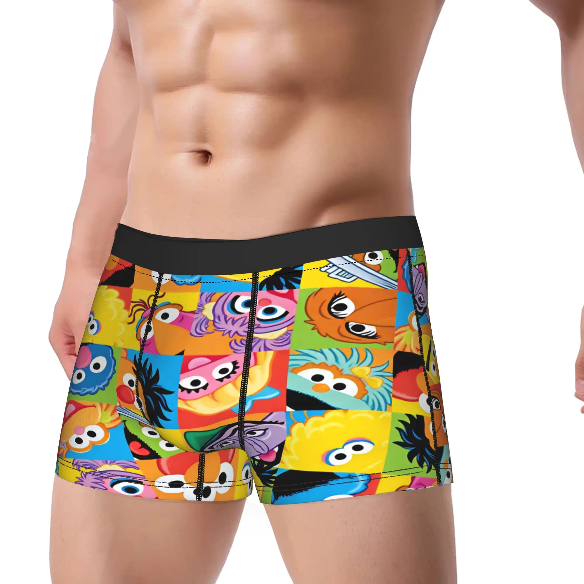 Sesames Streets Underwear  Men's Underpants Pattern Elastic Boxershorts Hot Sale Shorts Briefs Big Size 2XL