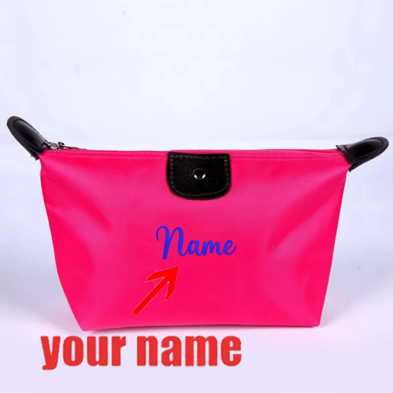 Custom Name Cosmetic Bag For Women Colorful Waterproof Travel Dumpling Storage Bags Mini Toiletry Makeup Portable Purses