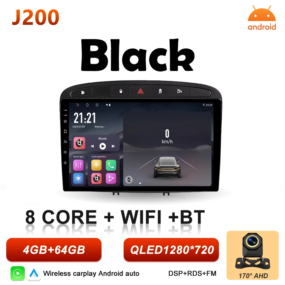 Android 16 autoradio voor Peugeot 308 308SW 408 2007 2008 2009 2010 2011 - 2020 Carplay Video Head Unit Autoradio RSD 2k scherm
