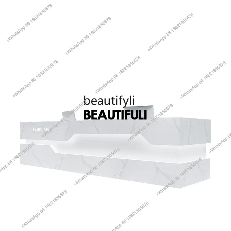 

SS NewHigh-End Paint Office Company Lobby Reception Desk Property Hotel Marble Cashier