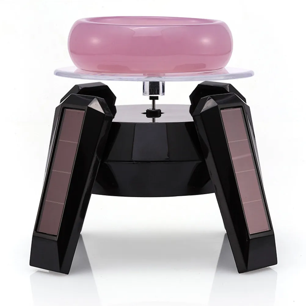 Solar Powered Display Stand Turntable Rotating Table Jewelry Display Stand Random Color Dual Power for Watches Digital Devices