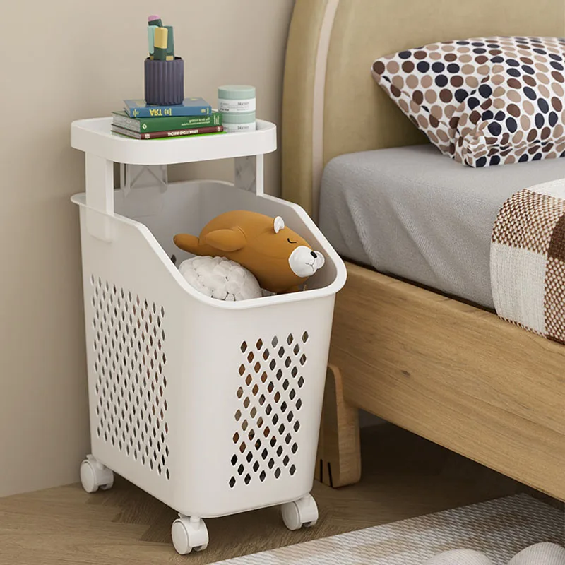 Laundry Storage Basket Multilayer Dirty Clothes Hamper Laundry Trolley With Wheels For Daily Household Bathroom Bedroom Supplies