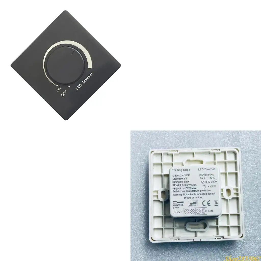 

300 Вт светодиодные диммерные переключатели, поворотная ручка, регулятор регулируемой яркости, пластиковая рамка, настенный 831F