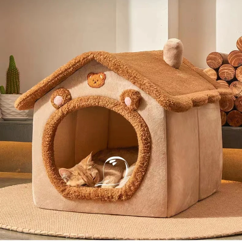 Faltbare Hundehütte Bett matte für kleine mittelgroße Katzen und Hunde, tragbares Haustier haus weiches Kissen Nests ofa mit abnehmbarem Bezug