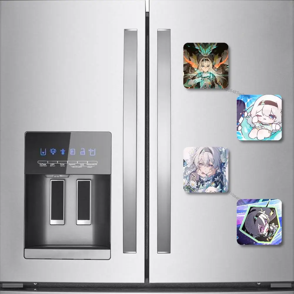 

H-Honkai Star R-Rail F-Firefly Black Square Plastic Fridge Magnet, for Magnetic, No Trace Left, Durable, Smooth and Textured