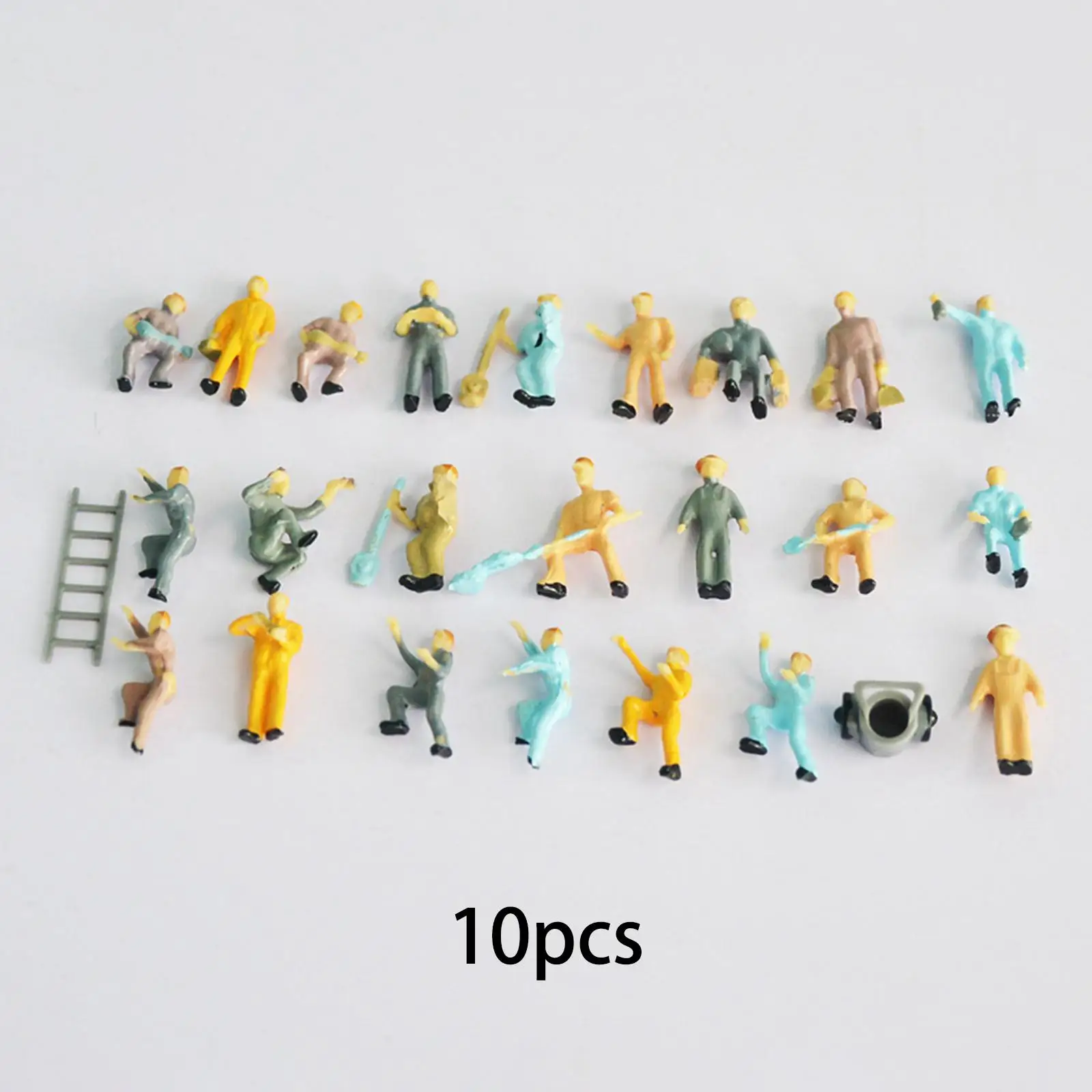 10 stuks 1/43 miniatuur model spoorwegwerker figuren treinbaan handgeschilderd