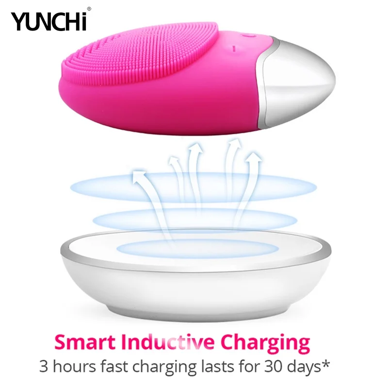 แปรงทำความสะอาดผิวหน้าไฟฟ้า YUNChi Sonic Vibration ทำความสะอาดผิวหน้าอย่างล้ำลึกด้วยซิลิโคน อุปกรณ์ดูแลผิวหน้า ชาร์จแบบเหนี่ยวนำ