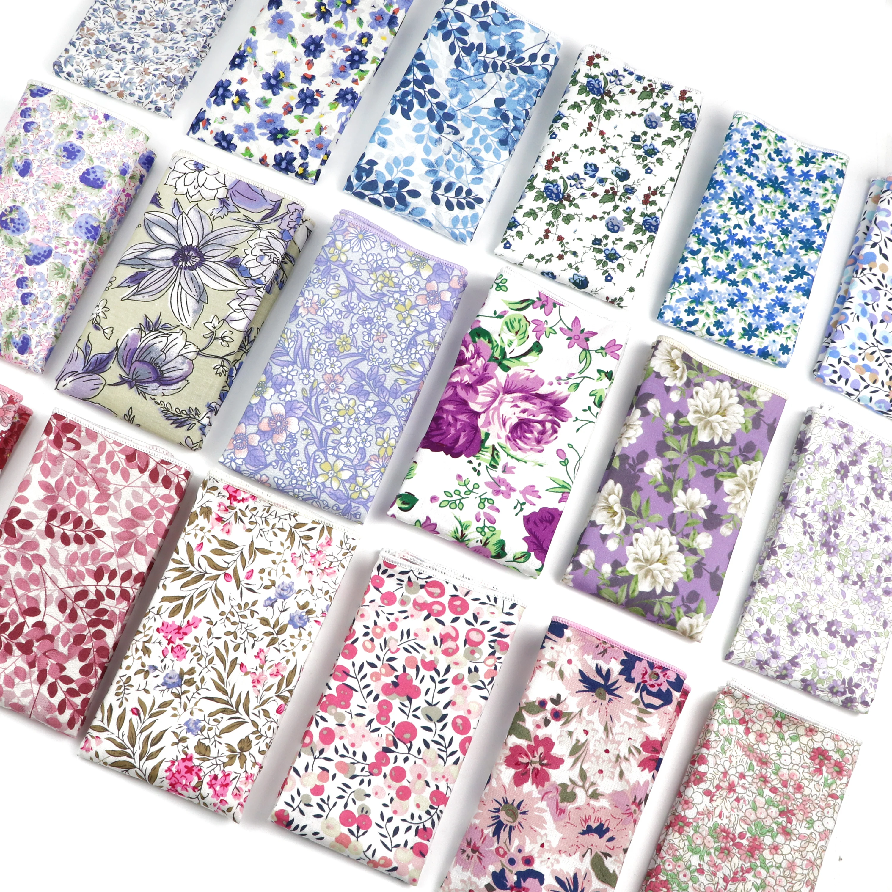 

New Beautiful Floral Print Hankerchief 100% Cotton Pink Blue Purple Hankies For Men Wedding Party Daily Wear Accessories Gift
